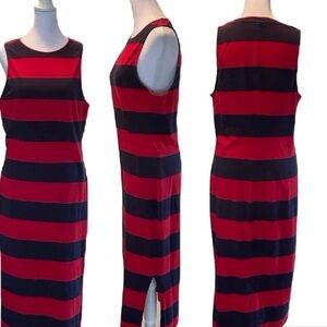 Striped Sleeveless Dress - Red and Black